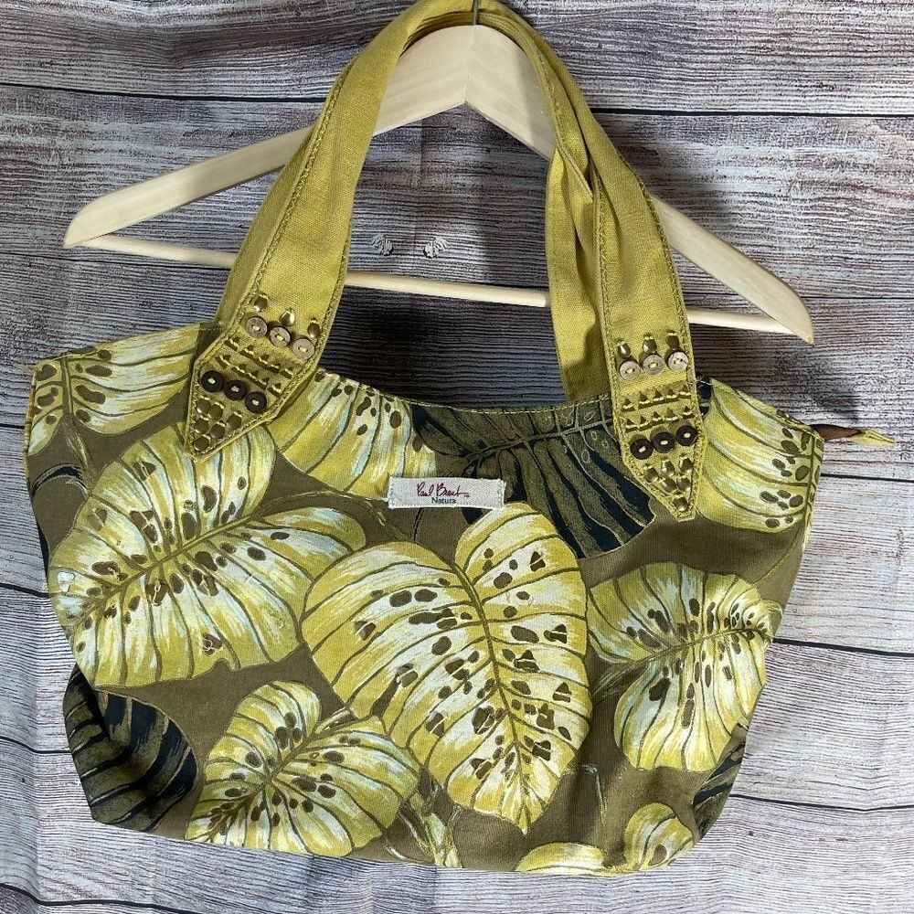 Paul Brent Beachy Tropical Leaf Print Canvas Bag‎